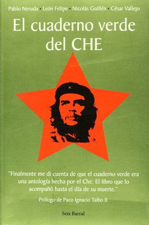 Front cover of the book titled El cuaderno verde del che. It has a picture of che guevara wearing a hat