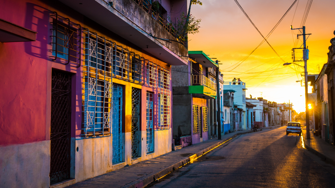 cuban street with colored houses