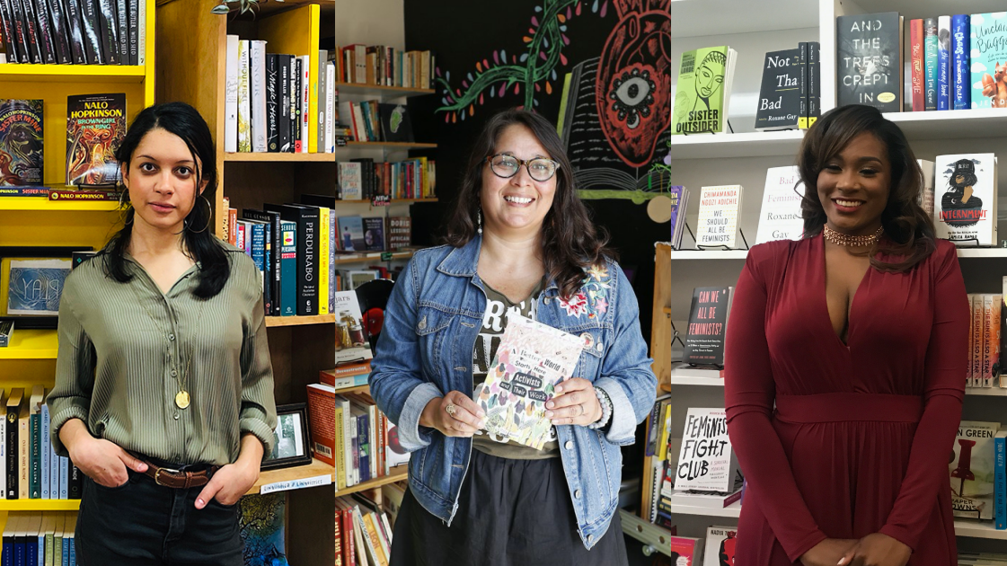 three women in a book store